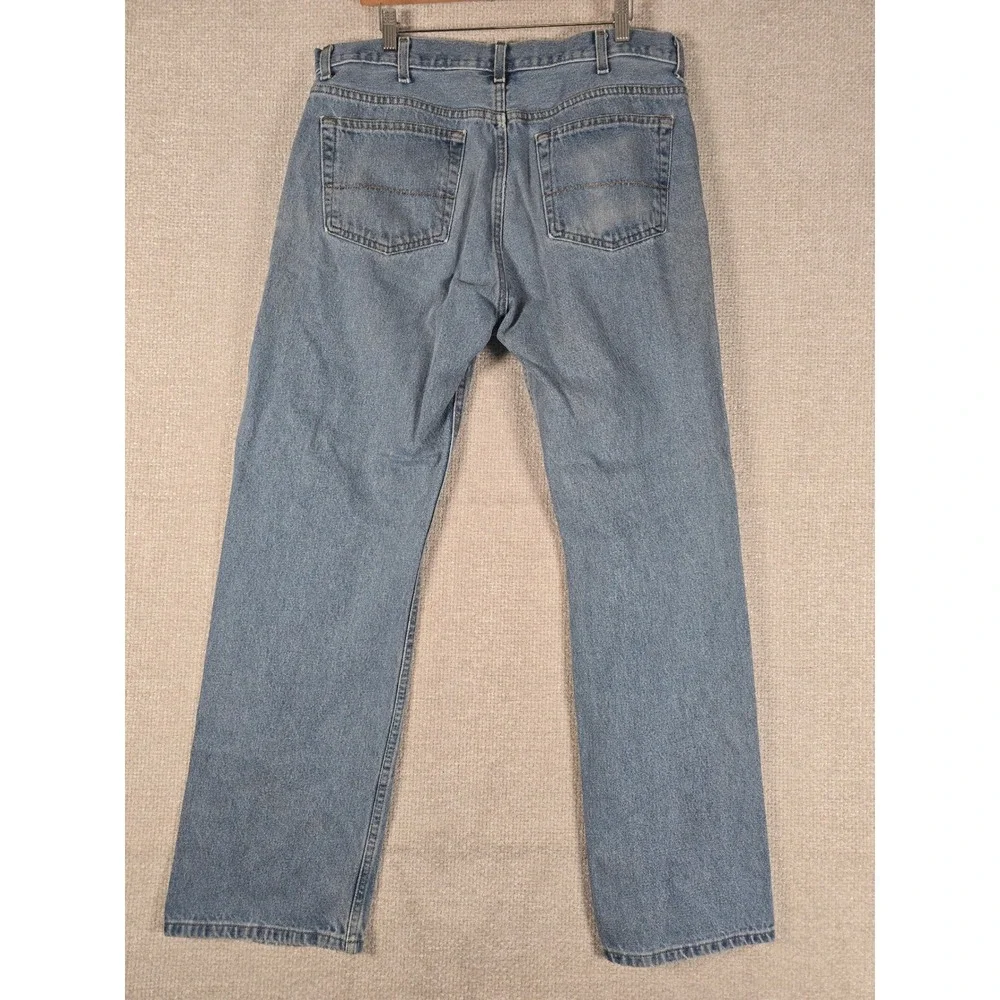 Faded Glory Mens Relaxed Fit Distressed Light Wash Blue‎ Denim Jeans 36x33